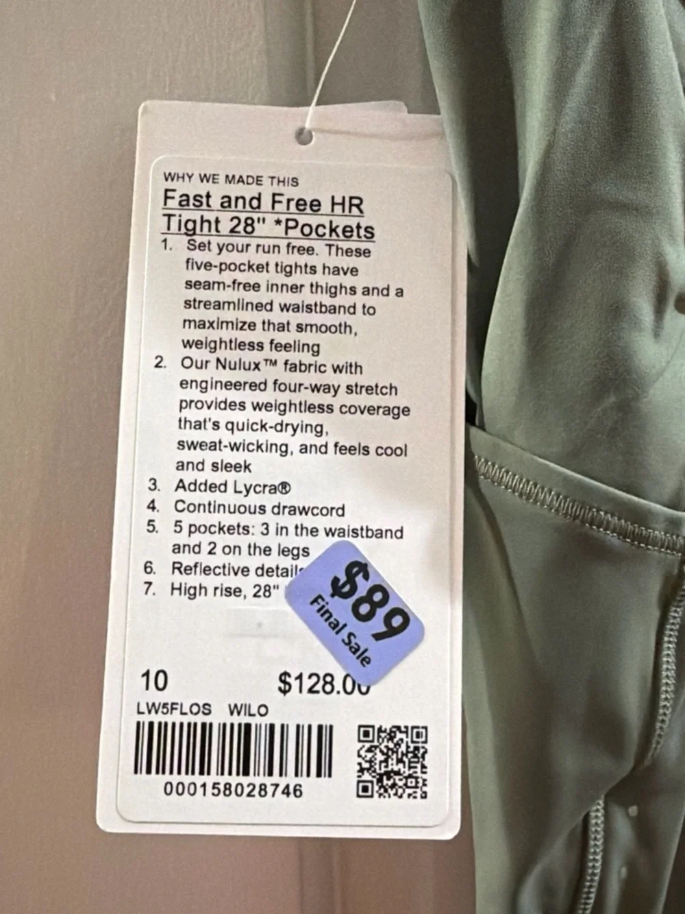 lululemon athletica Women’s Willow Green High-Rise Leggings